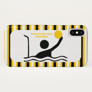Waterpolospeler zwarte silhouette gele strepen iPhone x hoesje