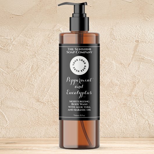 Waterproof black cosmetics bottle label add logo sparkling wijnetiket