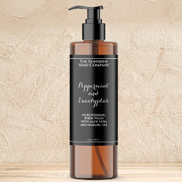 Waterproof curly font black cosmetics bottle label sparkling wijnetiket