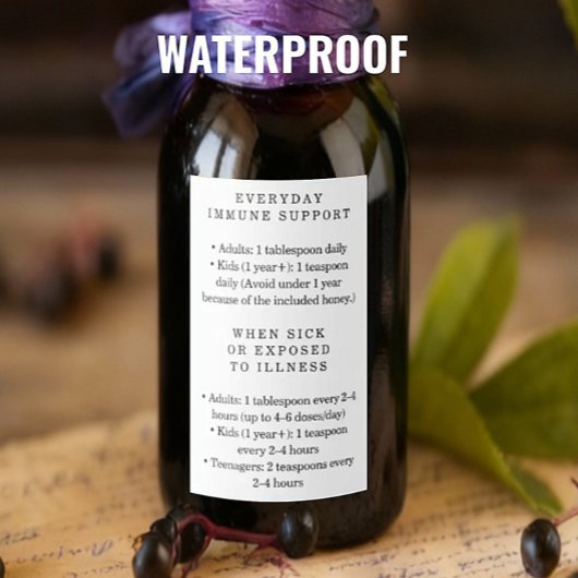 Waterproof Elderberry Syrup Instructions Labels Wijn Etiket