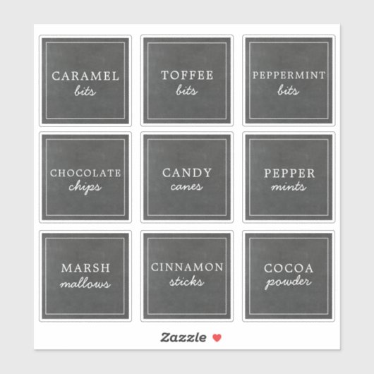 Waterproof Holiday Hot Chocolate Bar Jar Labels (Vel)