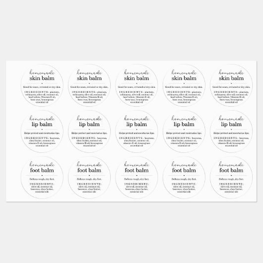 Waterproof Homemade Balm Sticker (Feuille)