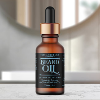 Waterproof Vintage Black Beard Oil Bottle Label