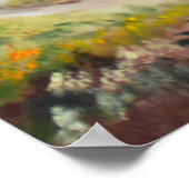 Waterrad in het rivierlandschap schilderij poster (Hoek)