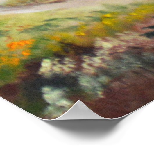 Waterrad in het rivierlandschap schilderij poster (Hoek)