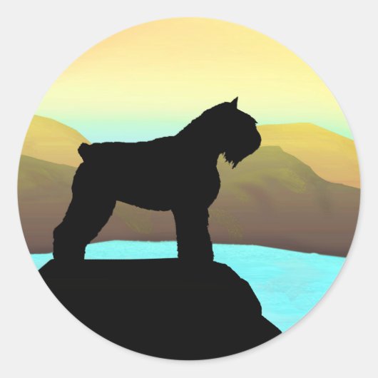 Waterside Bouvier des Flandres Ronde Sticker (Voorkant)