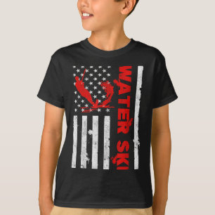 Waterski Amerikaanse Vlag Strandsporten Golf Liefh T-shirt