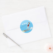 Waterski,  ronde sticker (Envelop)
