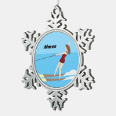 Waterski,  tin sneeuwvlok ornament (Rechts)