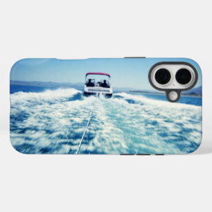 Waterskiën achter speedboot horizontale foto iPhone 16 plus hoesje