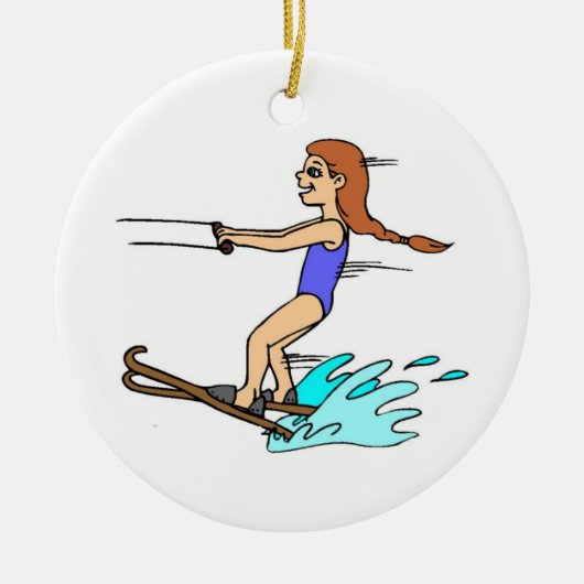 Waterskiën Meisje Kerstmis Ornament (Voorkant)