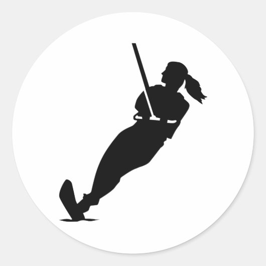 Waterskiër Ronde Sticker (Voorkant)