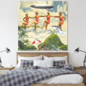 Waterskiing Girls Tropische dolfijnencollage Canvas Afdruk (Insitu (Slaapkamer))