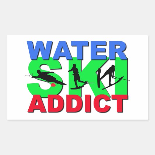Waterskiverslaafde Rechthoekige Sticker (Voorkant)