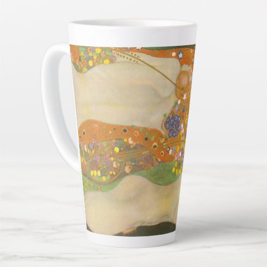 Waterslangen II door Gustav Klimt, Art Nouveau Latte Mok (Linkerhoek)