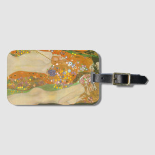 Waterslangen II van Gustav Klimt, Art Nouveau Bagagelabel