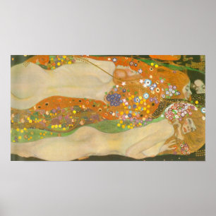 Waterslangen II van Gustav Klimt, Art Nouveau Poster