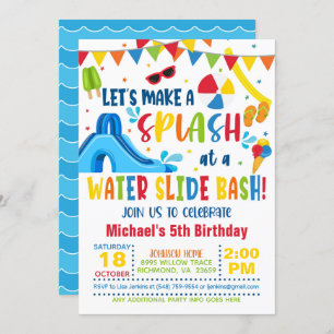 Waterslide Bash Invitation d'anniversaire - Garçon