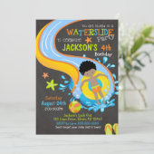 Waterslide Birthday Invitation / Pool Party / Boy Kaart (Staand voorkant)
