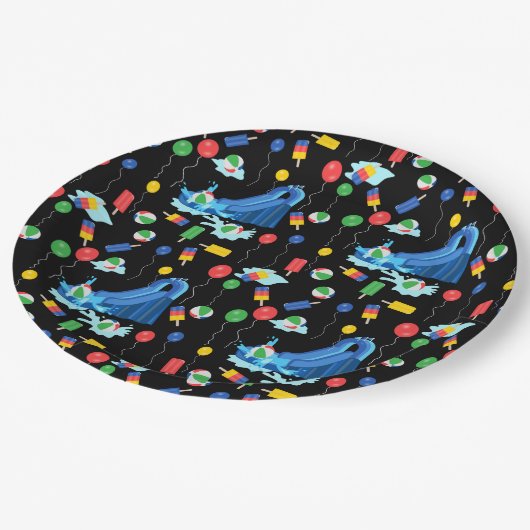 Waterslide Kinder Zomer Jongen Meisje Fun Papieren Bordje (Gekanteld)