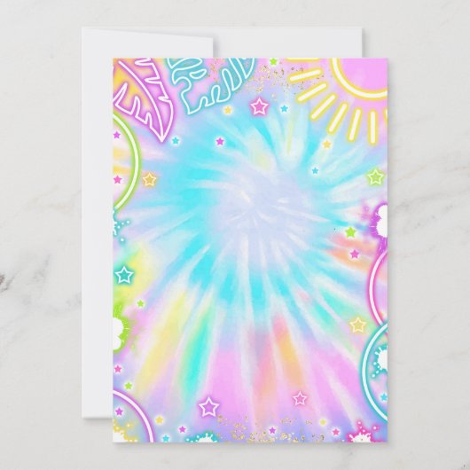 Waterslide plash Pad Birthday Party Tie Dye Glow Kaart (Achterkant)