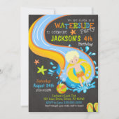 Waterslide Verjaardag Uitnodiging / Zwembadfeest / (Voorkant)