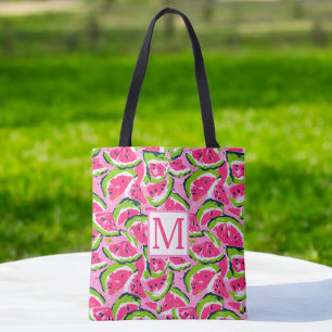 Watersmelmotief met monogram Roze Draagtas