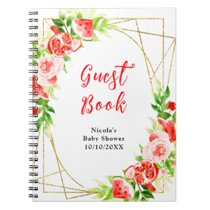 Watersmelon en Granaatappel Baby Shower Gastboek Notitieboek