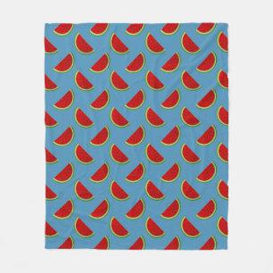 Watersnijmelonen op een Felblauwe Achtergrond Fleece Deken