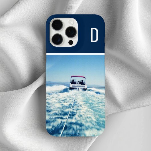 Watersport Verticale Foto Monogrammed Marine Blauw Case-Mate iPhone Case
