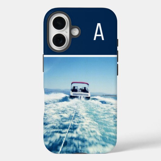 Watersport Verticale Foto Monogrammed Marine Blauw Case-Mate iPhone Case (Achterkant)