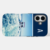 Watersport Verticale Foto Monogrammed Marine Blauw Case-Mate iPhone Case (Achterkant (horizontaal))