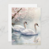 Waterspuit Zwanen Paar Feestdagenkaart (Voorkant / Achterkant)