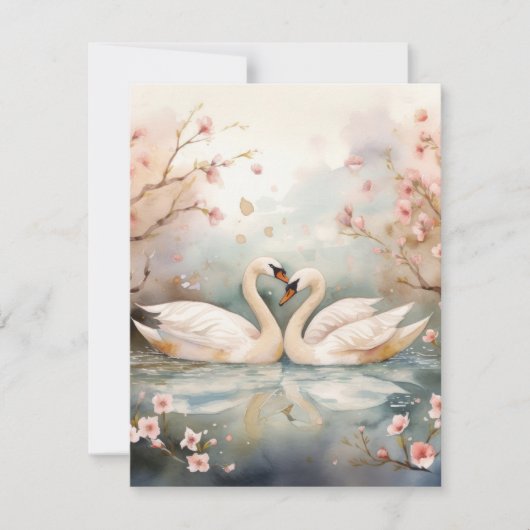 Waterspuit Zwanen Paar Feestdagenkaart (Voorkant)
