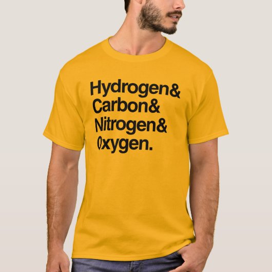 Waterstof en koolstof en stikstof en zuurstof t-shirt (Voorkant)