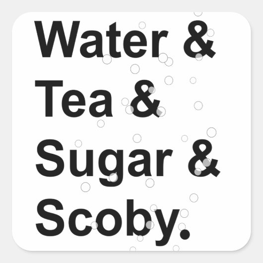 Watertea Sugar Scoby Vierkante Sticker (Voorkant)