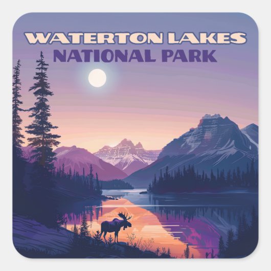 Waterton Lakes National Park Canada Alberta Vierkante Sticker (Voorkant)