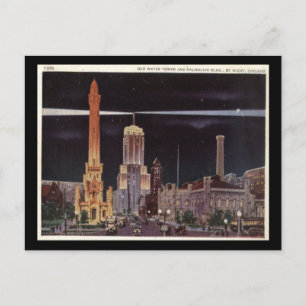 Watertoren en Palmolive Building, Chicago Vintage Briefkaart