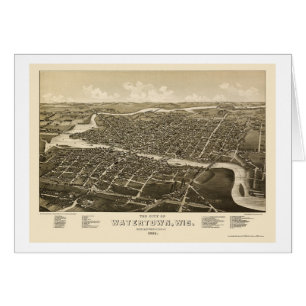 Watertown, carte panoramique de WI - 1885
