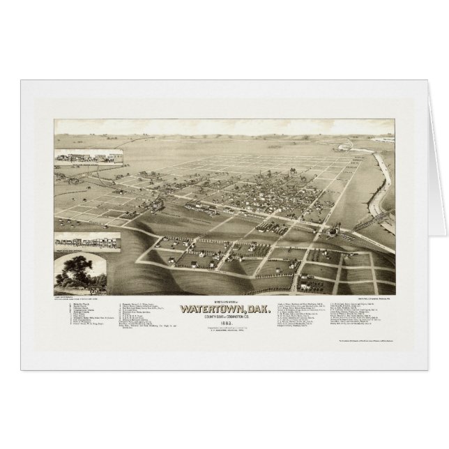 Watertown, SD Panoramic Map - 1883 (Voorkant Horizontaal)