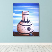 Watervaas & Turquoise Canvas Afdruk (Insitu (Houten vloer))