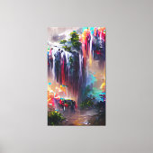Waterval - Abstracte verf met kleurrijke kleuren Canvas Afdruk (Voorkant)