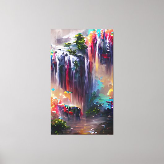 Waterval - Abstracte verf met kleurrijke kleuren Canvas Afdruk (Voorkant)