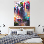 Waterval - Abstracte verf met kleurrijke kleuren Canvas Afdruk (Insitu (Slaapkamer))