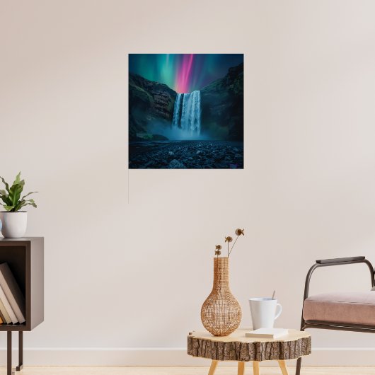 Waterval Aurora Art Print – Majestic Evening Uitzi (Woonkamer 3)