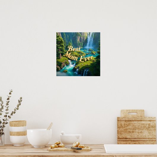  waterval beste moeder ooit poster (Keuken)