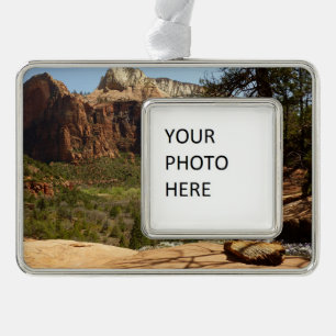Waterval bij Emerald Pools in Zion National Park Verzilverd Kader Ornament