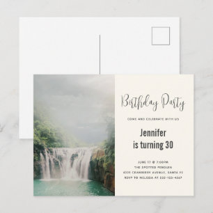 Waterval bij uitnodiging voor verjaardagsfeest in briefkaart