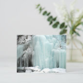 Waterval, blauw, bevroren briefkaart (Staand voorkant)