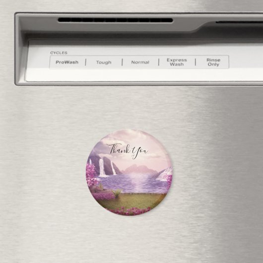 Waterval en Cherry Trees rond een meer Dank je Magneet (Insitu (Vaatwasser))